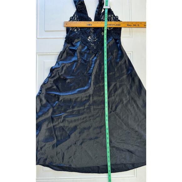 Vintage CINE STAR Black Nightgown Slip Dress Lace Accents Size Medium - Picture 9 of 9